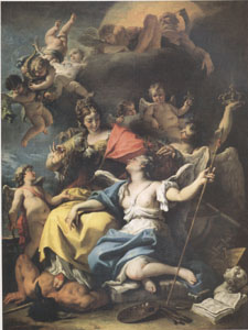 Allegory of France as Minerva or Wisdom Who Treads Ignorance Underfoot and Crowns Martial Virtue (mk05)